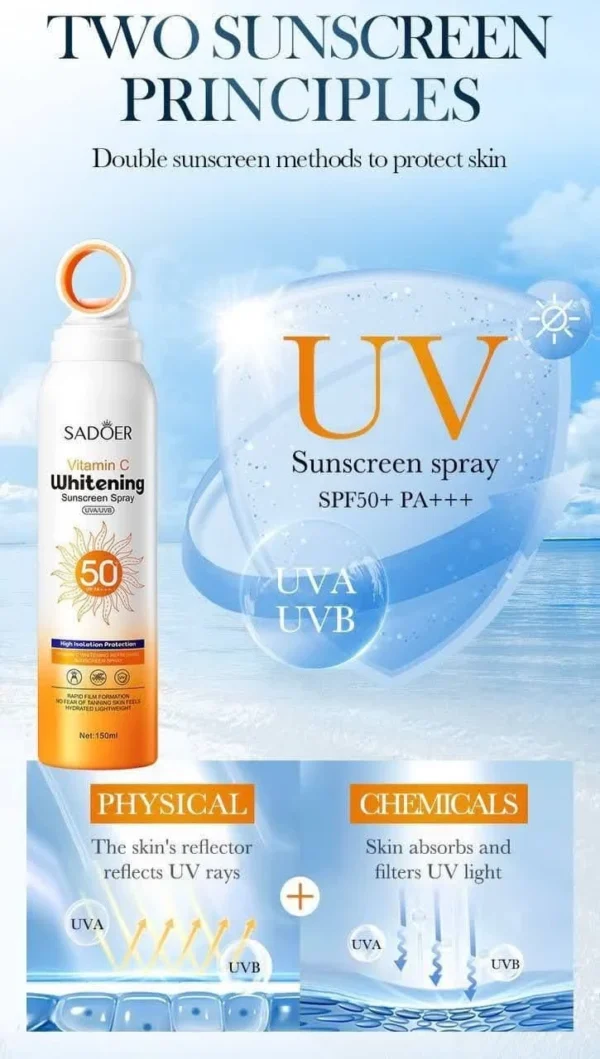 اسپری ضدآفتاب ضدلک ویتامین C برند SPF50 SADOR